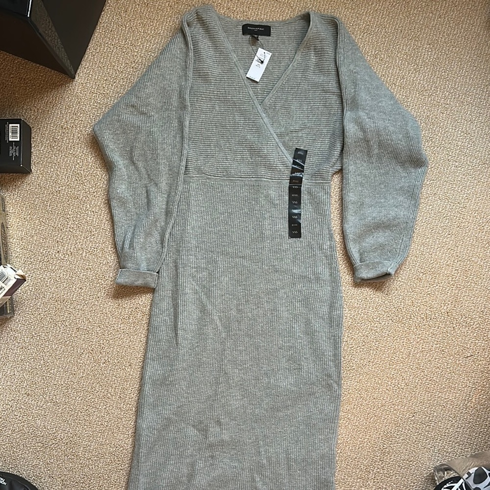 Banana Republic Gray Dolman Sleeve Maxi Dress